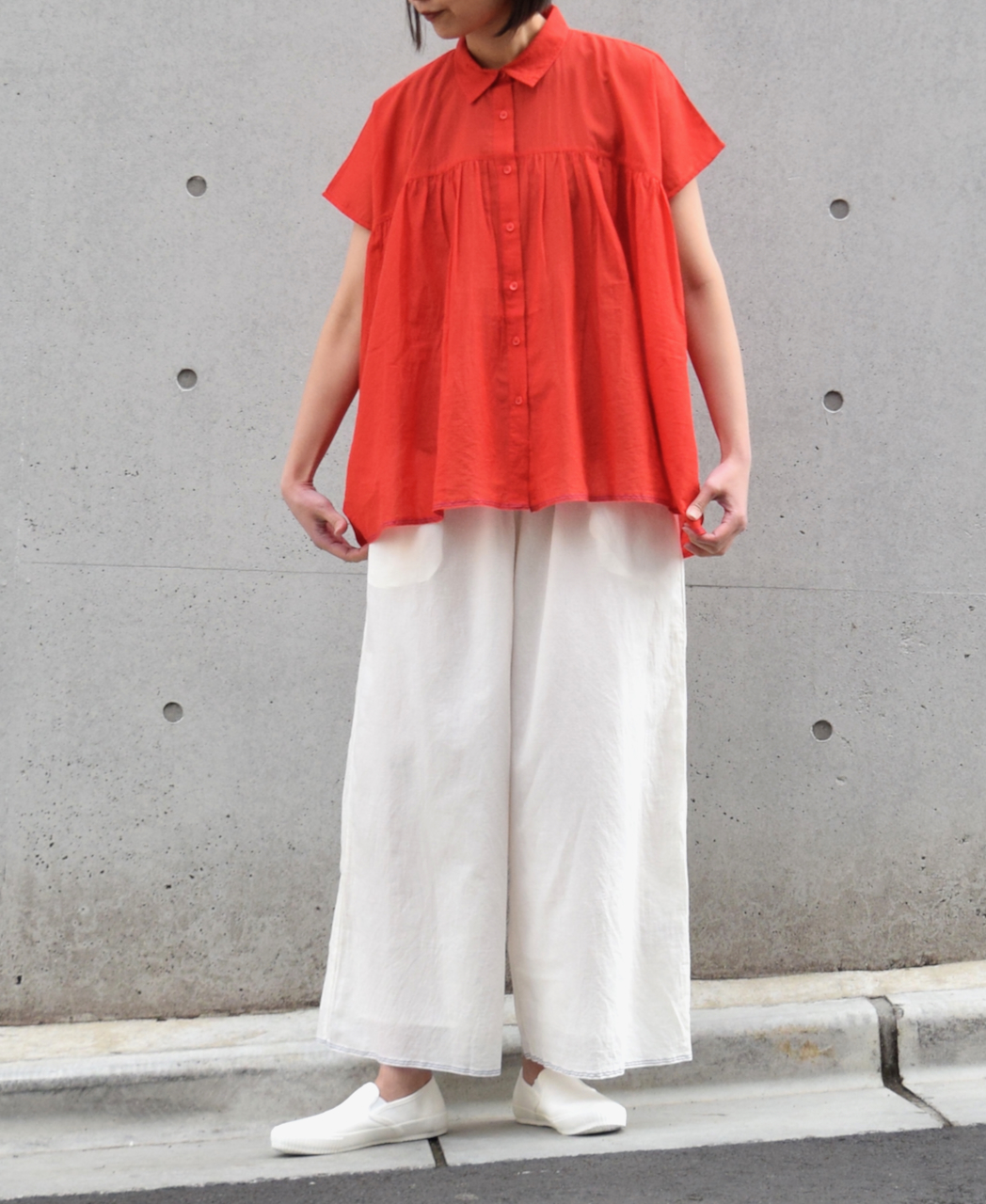 NSL22006 (パンツ) SUPER FINE VOILE WITH POLY SELVAGE WIDE EASY PANTS