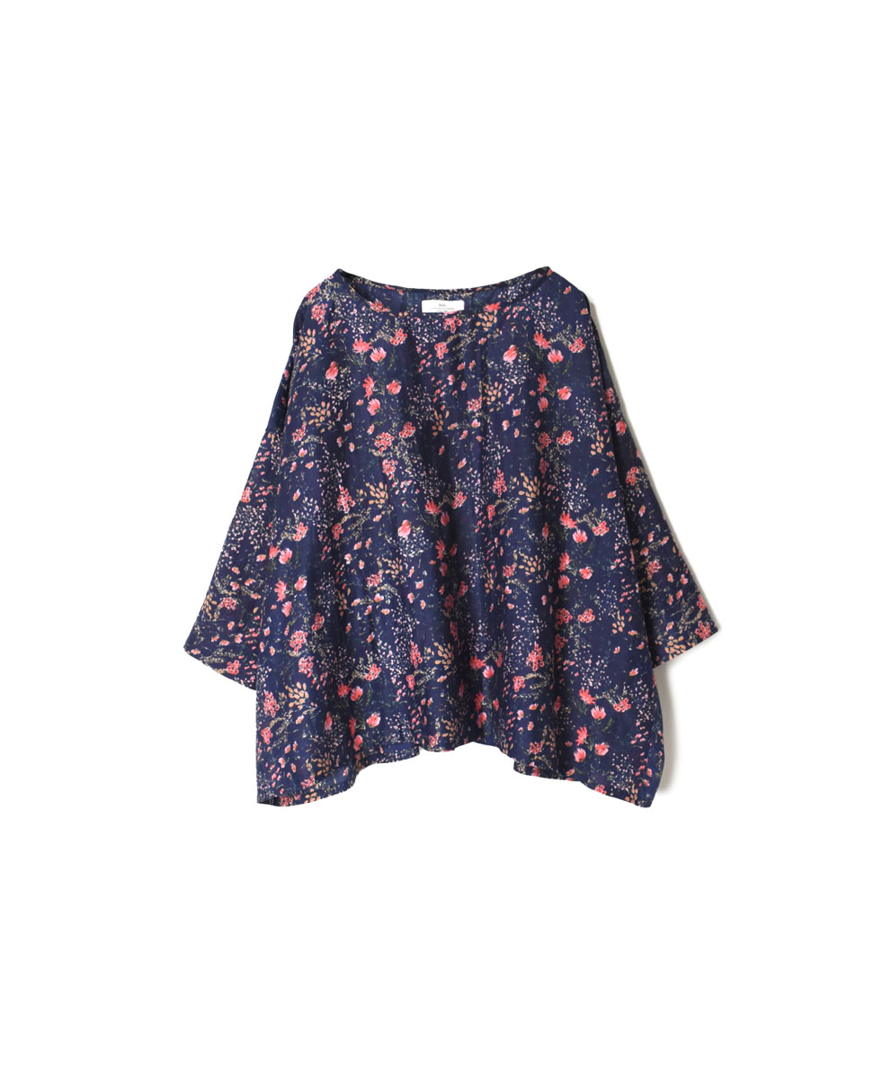 NSL22061 (ブラウス) COTTON SILK FLOWER PRINT GATHERED SMOCK