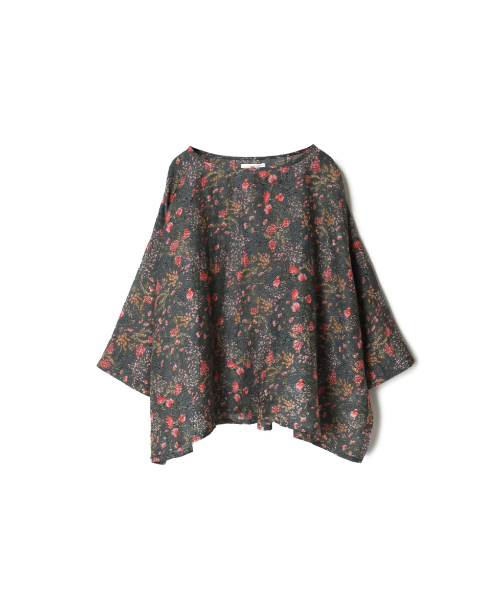 NSL22061 (ブラウス) COTTON SILK FLOWER PRINT GATHERED SMOCK