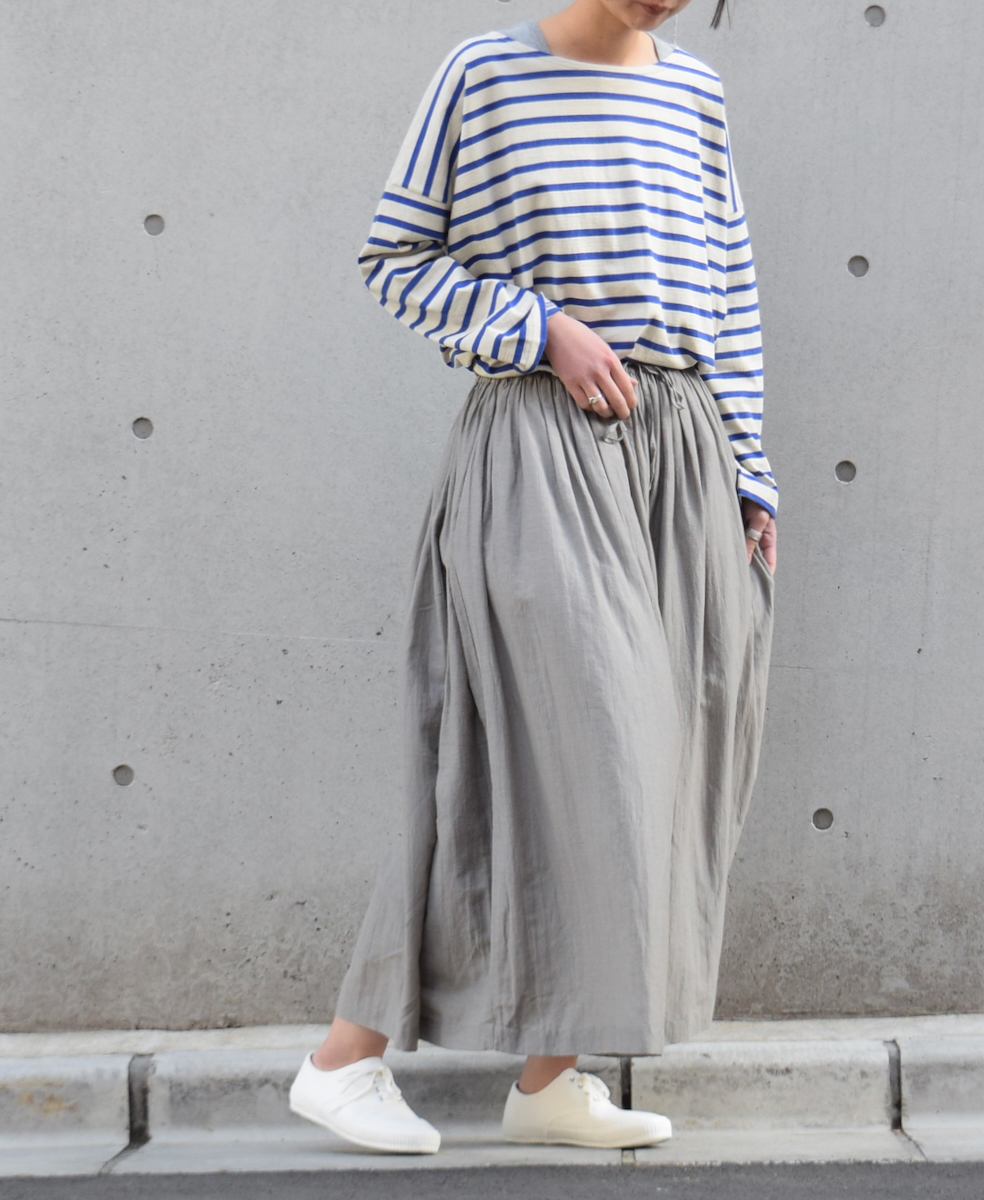 NLA2201 (カットソー) REGULAR STRIPE L/SL BOAT-NECK OVERSIZED BASQUE SHIRT