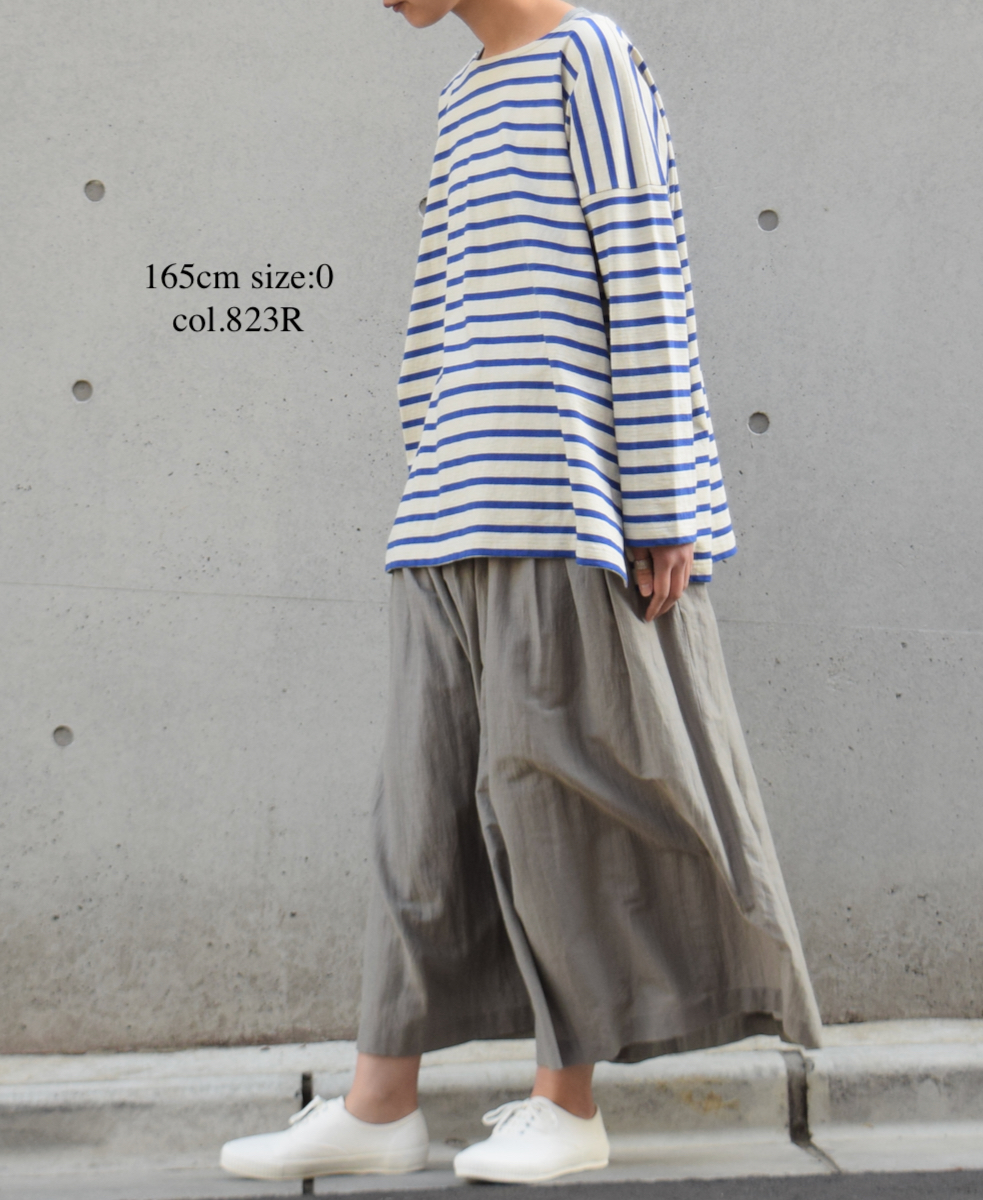 NLA2201 (カットソー) REGULAR STRIPE L/SL BOAT-NECK OVERSIZED BASQUE SHIRT