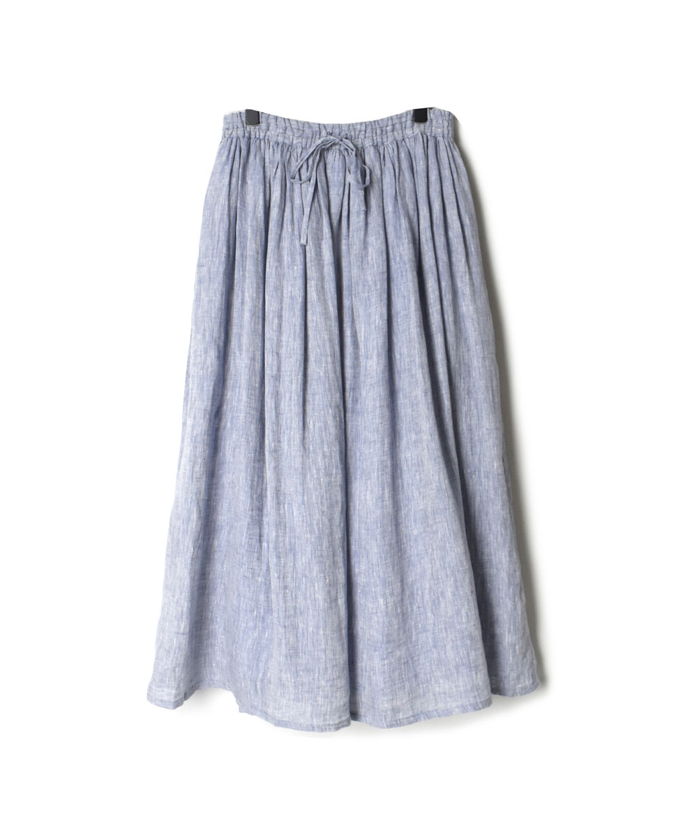 NSL22025 LINEN CHAMBRAY GATHERED SKIRT