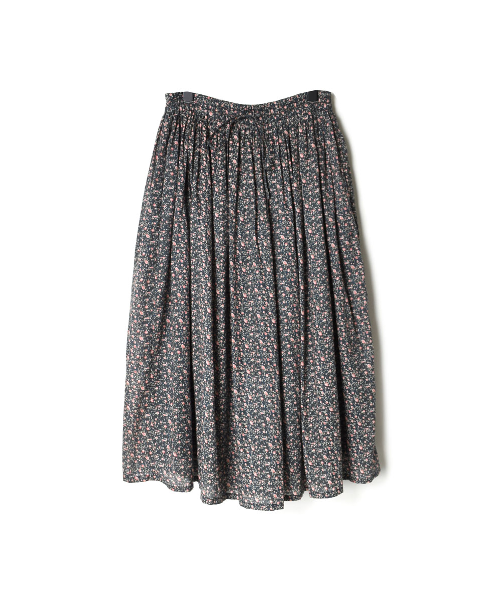 NSL22075 COTTON VOILE SMALL FLOWER PRINT GATHERED SKIRT
