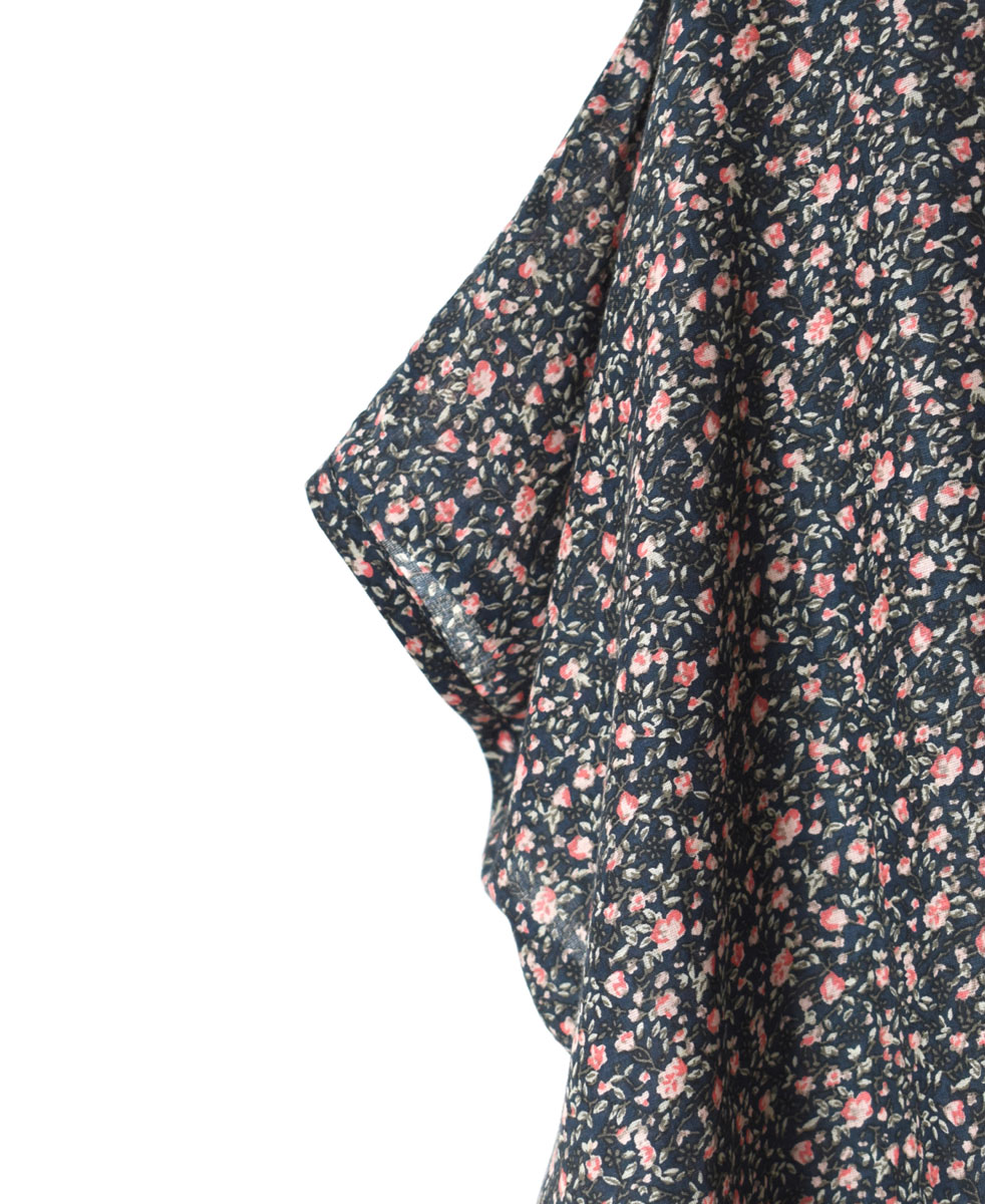 NSL22072 (ブラウス) COTTON VOILE SMALL FLOWER PRINT FRENCH/SL GATHERED SMOCK