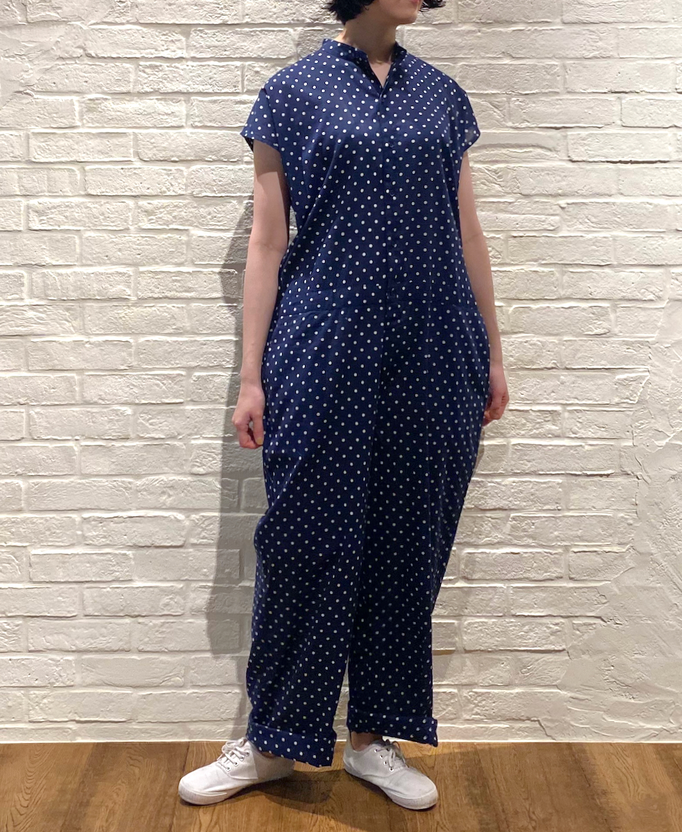 NSL22014 (オーバーオール) COTTON VOILE DOT PRINT BANDED COLLAR FRENCH/SL OVERALLS