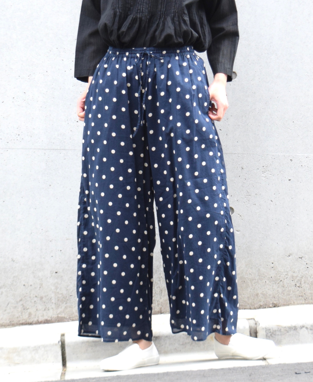 NSL22016 (パンツ) COTTON VOILE DOT PRINT WIDE EASY PANTS