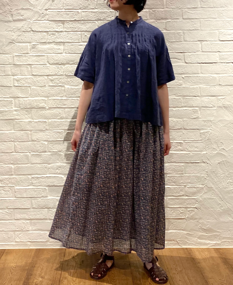 NSL22075 (スカート) COTTON VOILE SMALL FLOWER PRINT GATHERED SKIRT