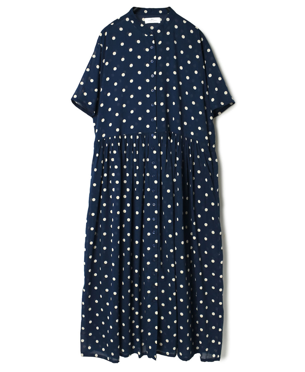 NSL22013 (ワンピース) COTTON VOILE DOT PRINT BANDED COLLAR DRESS