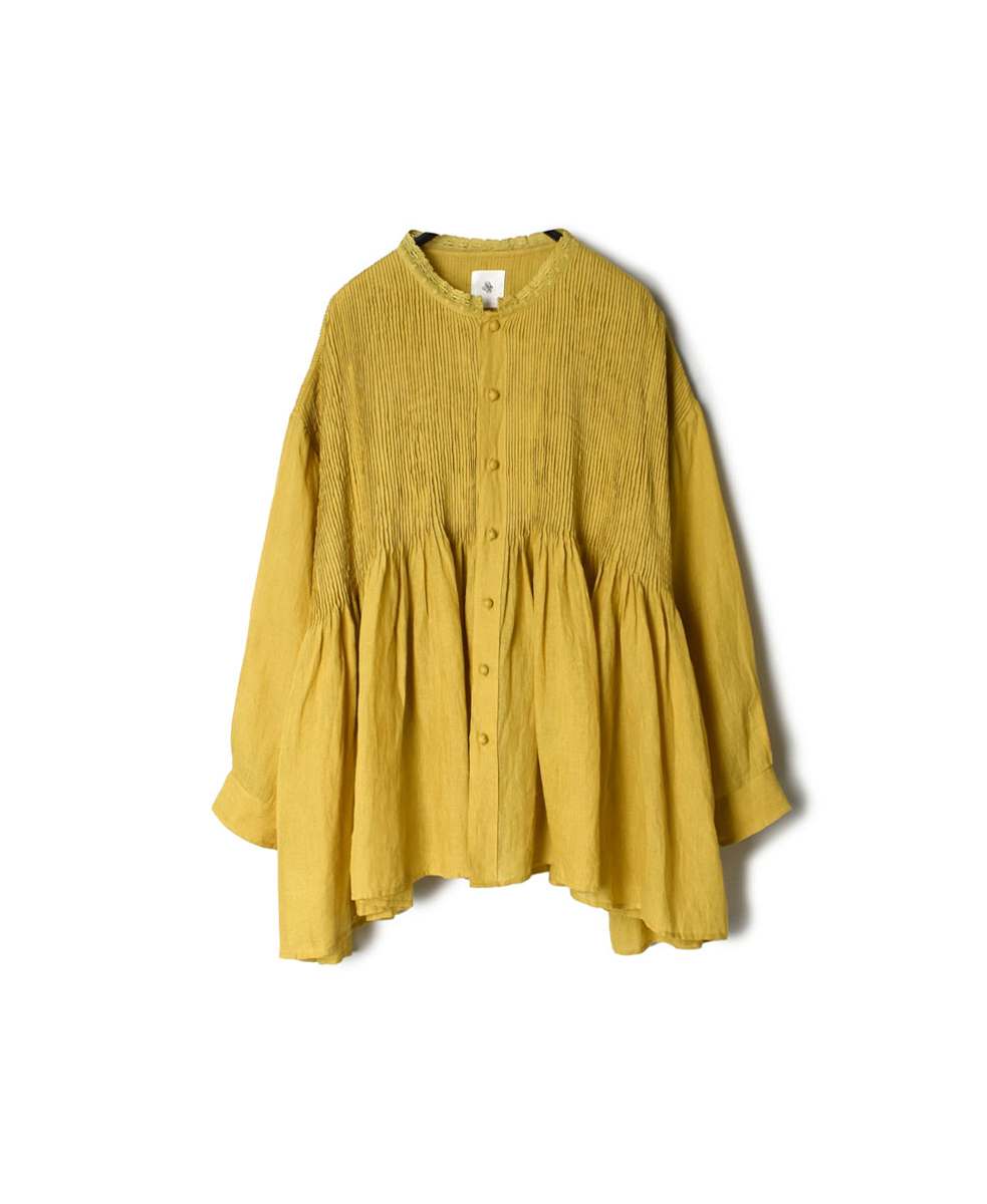 NMDS22121 (シャツ) 80’S POWER LOOM LINEN PLAIN LACE COLLAR SHIRT WITH MINI PINTUCK