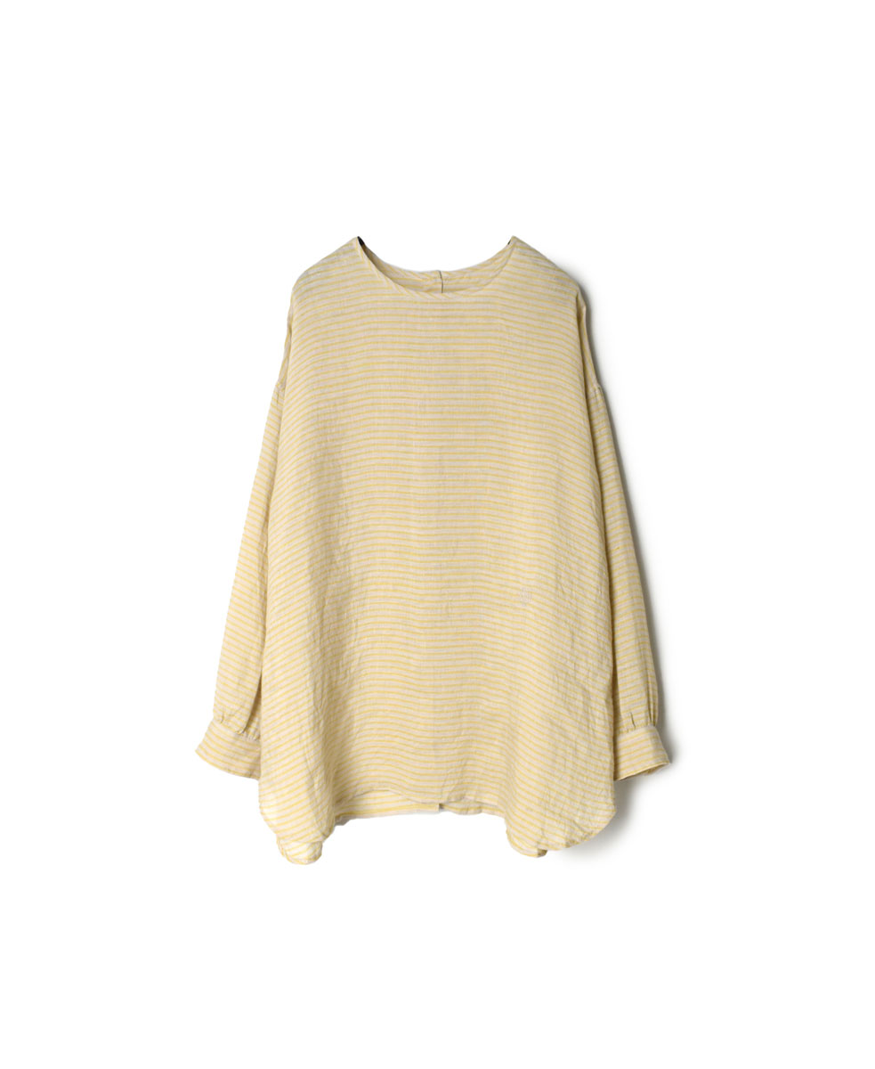 NMDS22141 (シャツ) 80’S POWER LOOM LINEN STRIPE BACK OPENING CREW-NECK SHIRT