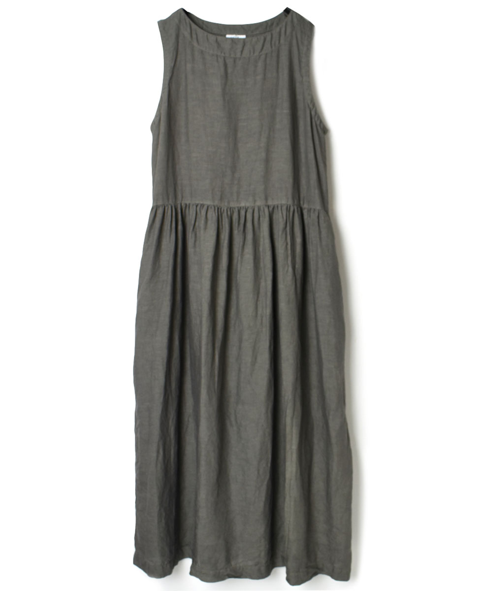 NAM1633LP (ワンピース) LINEN PLAIN BOAT NECK NO/SL ONE-PIECE