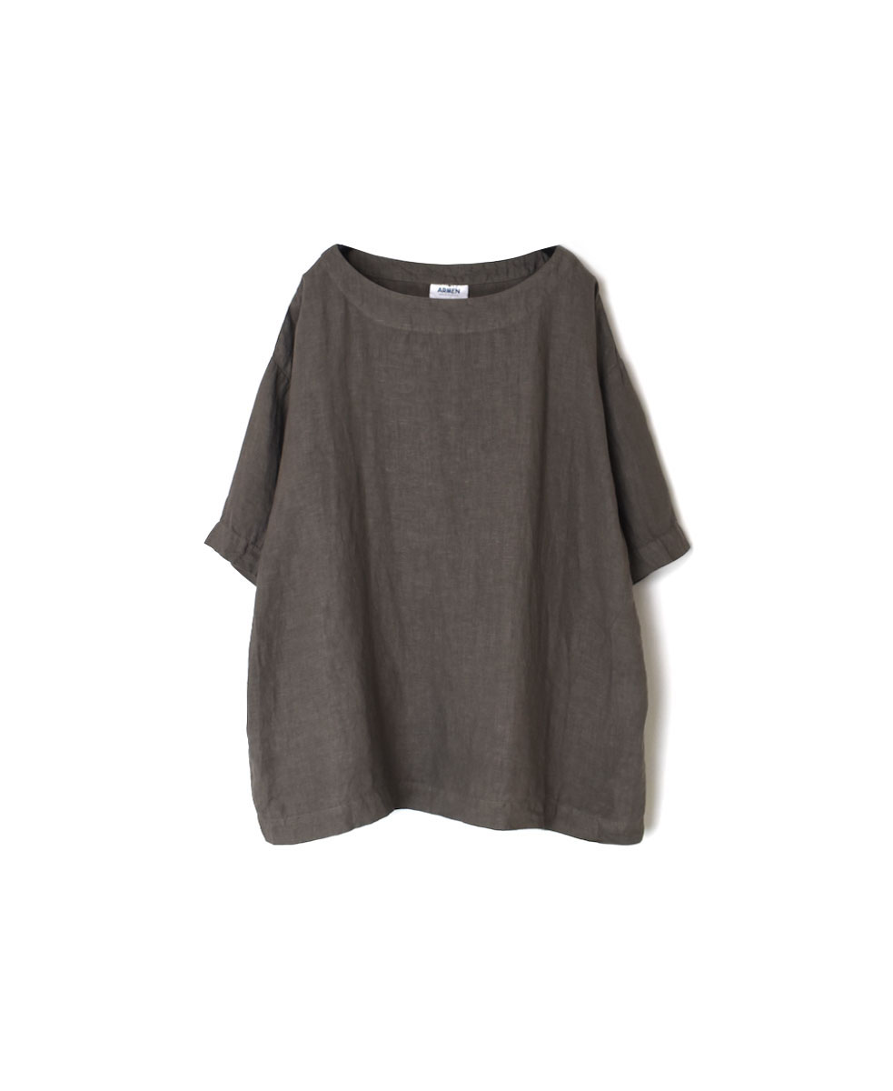 NAM1631LP (ブラウス) LINEN PLAIN BOAT NECK S/SL SHIRT