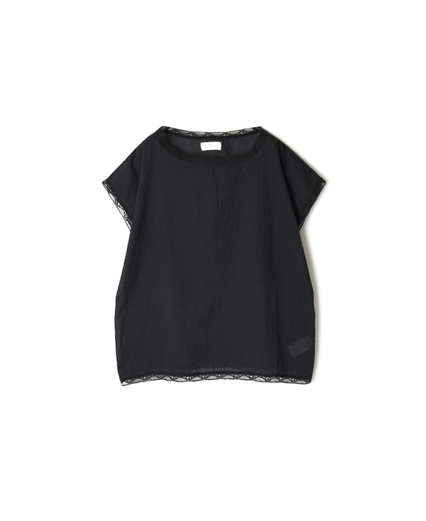 NSL22036 (ブラウス) COTTON VOILE LACE BOAT-NECK FRENCH/SL PULLOVER