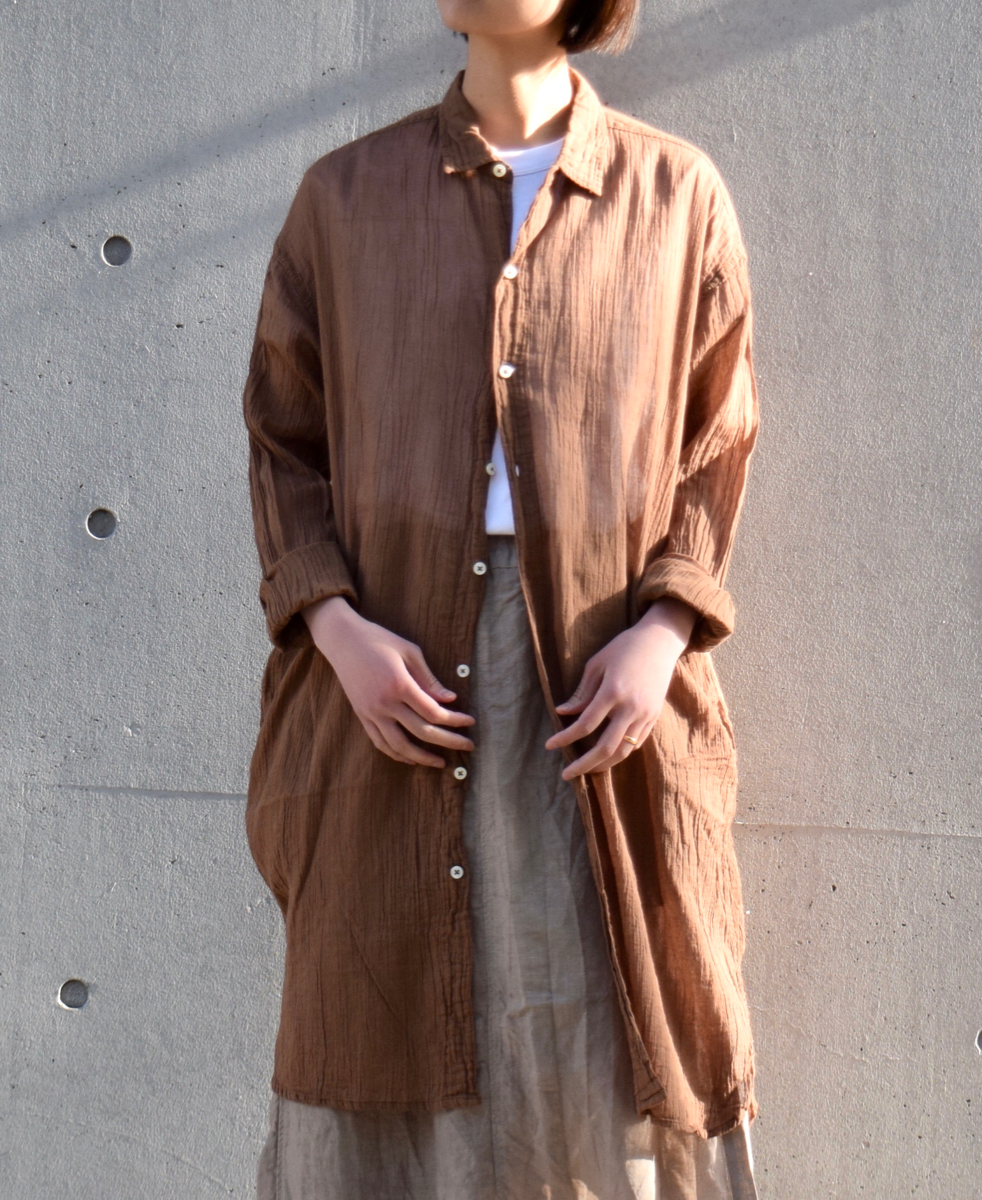 INAM2001GD (ロングシャツ) SINGLE GAUZE OVERDYED UTILITY REGULAR COLLAR LONG SHIRTS