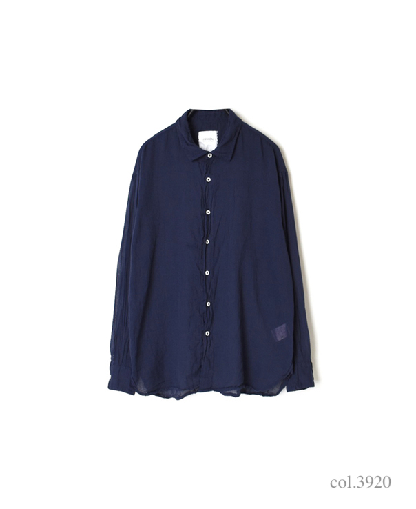 INAM1901GD (シャツ) SINGLE GAUZE OVERDYED UTILITY REGULAR COLLAR SHIRTS