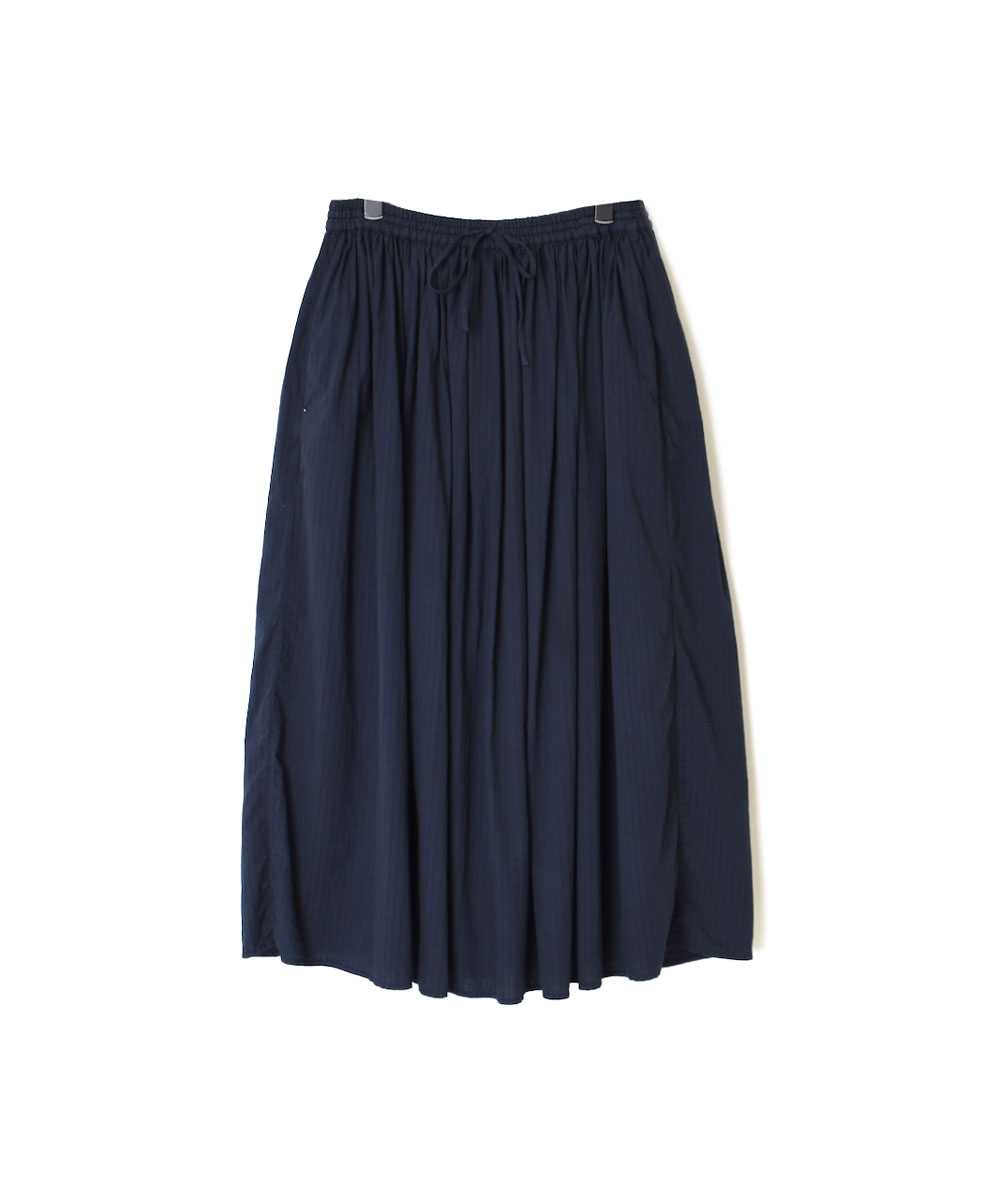 NMDS22624SD (スカート) COTTON POPLIN STRIPE GATHERED SKIRT WITH LINING