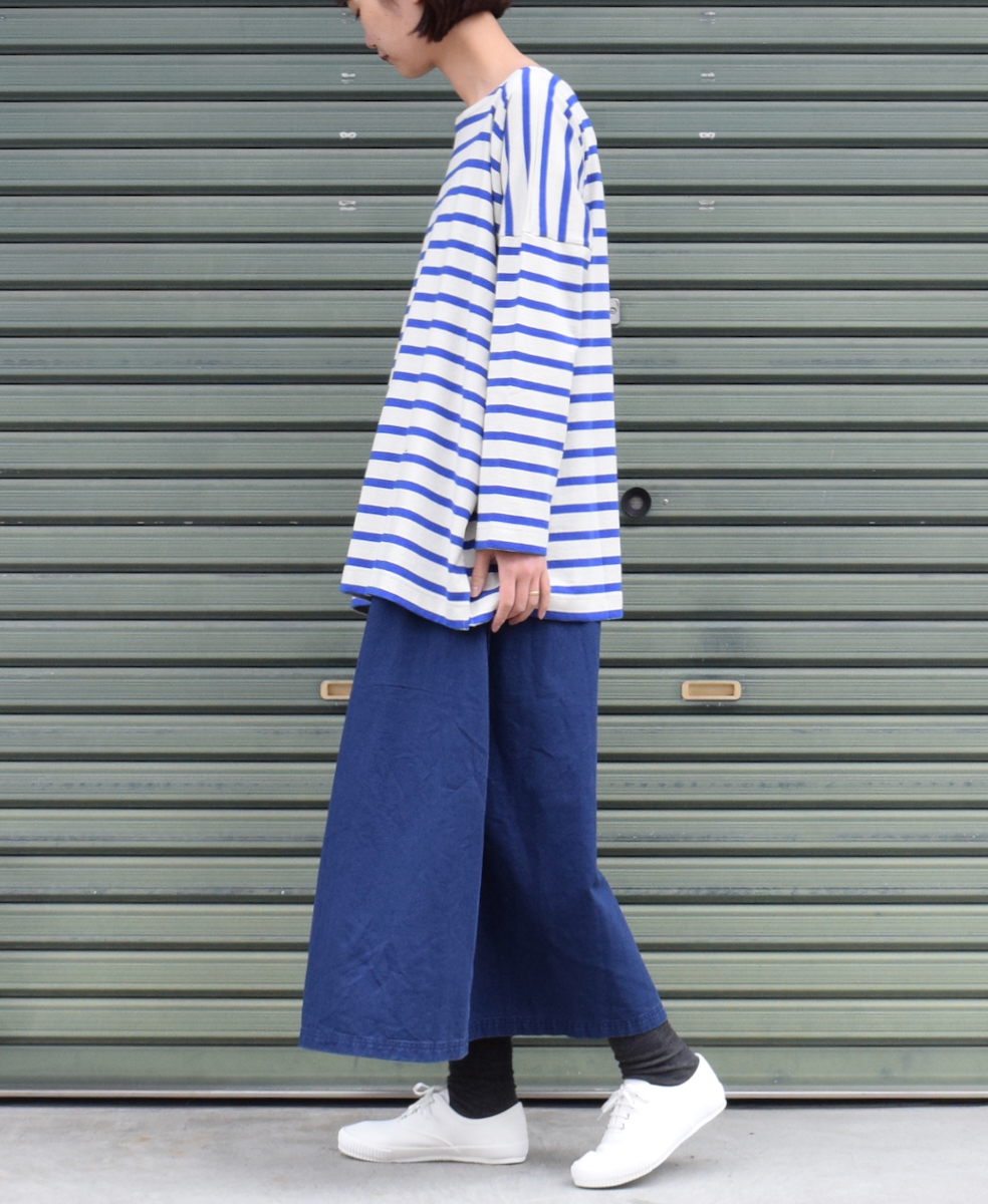 NLA2201 (カットソー) REGULAR STRIPE L/SL BOAT-NECK OVERSIZED BASQUE SHIRT