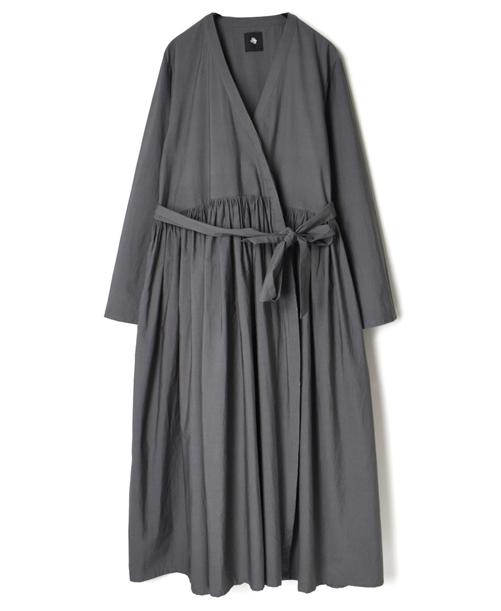 NMDS21554 (ワンピース) 40’S ORGANIC POPLIN RAJASTHAN TUCK GATHERED WRAP DRESS