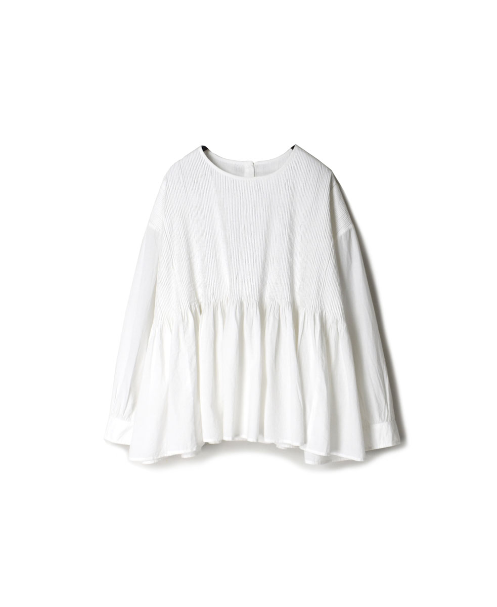 NMDS22551 (ブラウス) 60’S ORGANIC CAMBRIC CREW-NECK P/O SHIRT WITH MINI PINTUCK