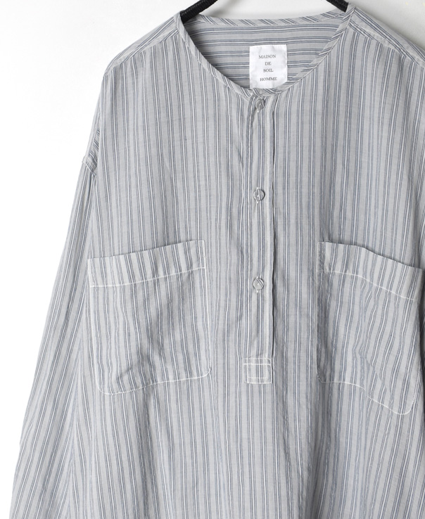MDSH2221D (シャツ) HANDWOVEN COTTON STRIPE (OVER DYE) MDS PULLOVER SHIRT