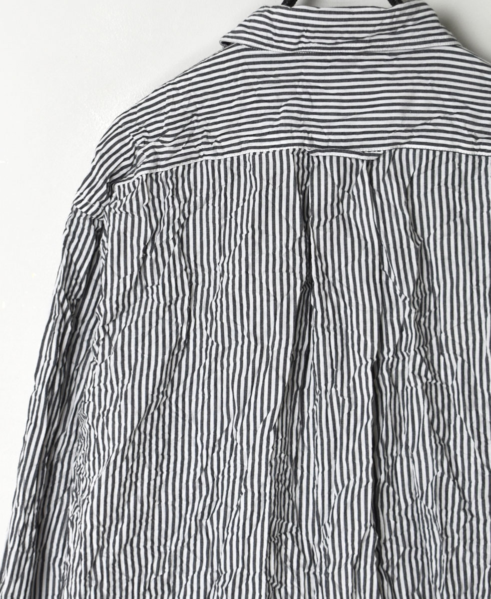 NVL1861BSW (シャツ) COTTON STRIPE REGULAR COLLAR L/SL OVERSIZED SHIRT