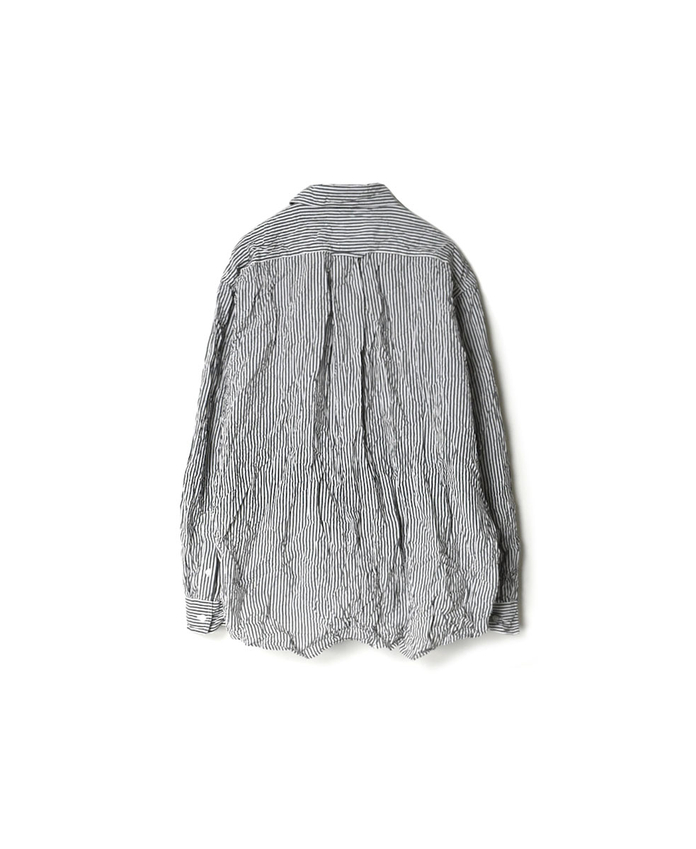 NVL1861BSW (シャツ) COTTON STRIPE REGULAR COLLAR L/SL OVERSIZED SHIRT