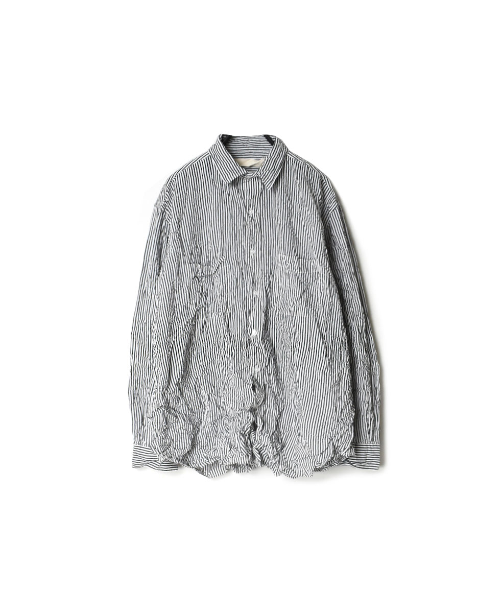 NVL1861BSW (シャツ) COTTON STRIPE REGULAR COLLAR L/SL OVERSIZED SHIRT