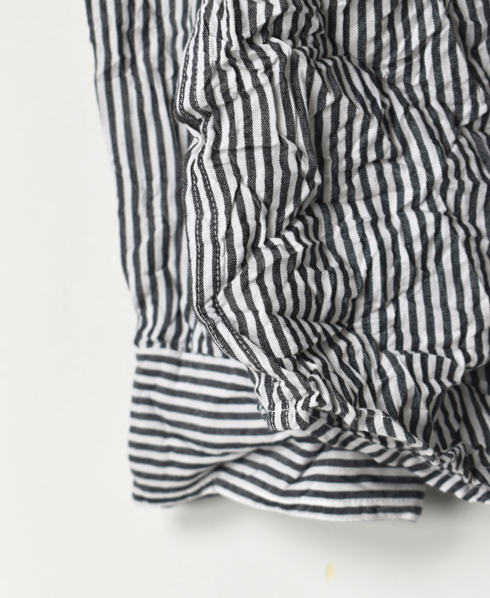 NVL1861BSW (シャツ) COTTON STRIPE REGULAR COLLAR L/SL OVERSIZED SHIRT