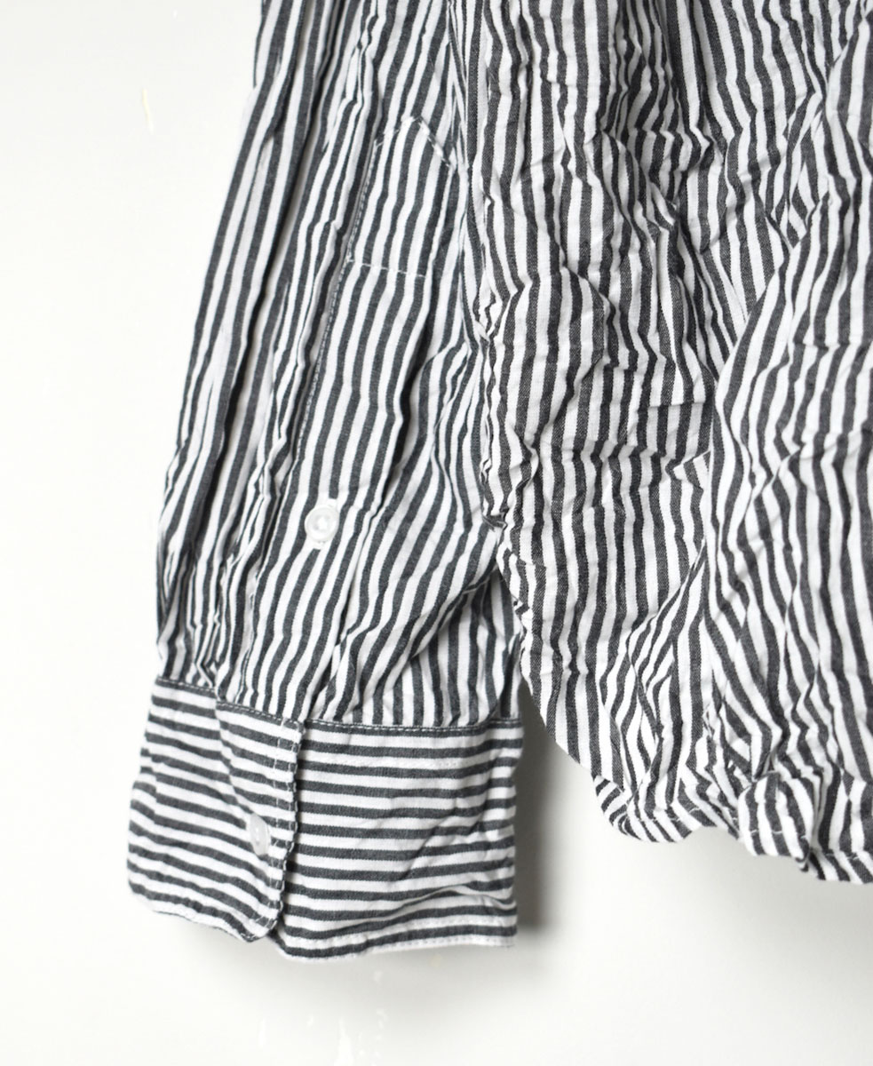NVL1951BSW (シャツ) COTTON STRIPE BANDED COLLAR L/SL OVERSIZED SHIRT