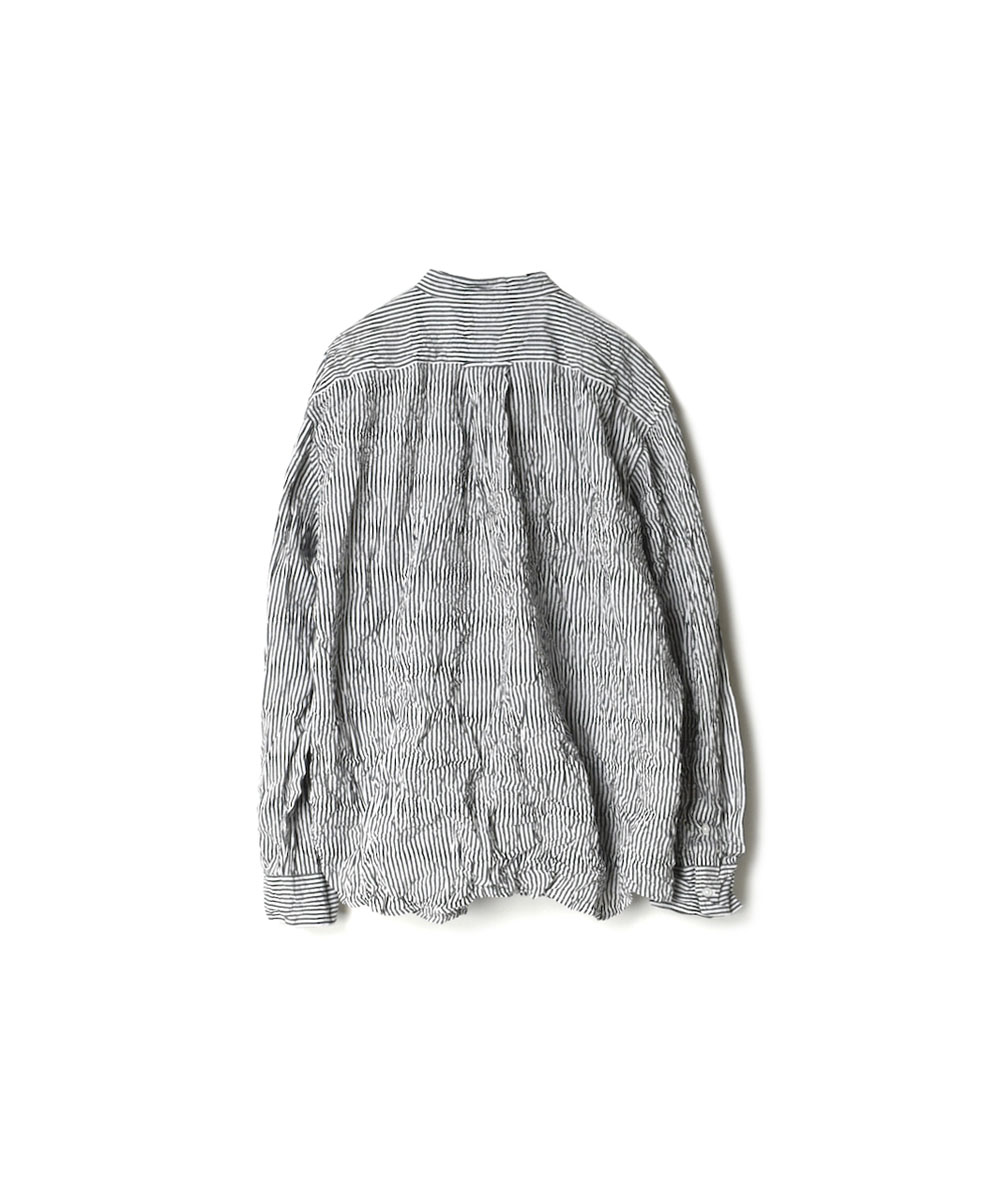 NVL1951BSW (シャツ) COTTON STRIPE BANDED COLLAR L/SL OVERSIZED SHIRT