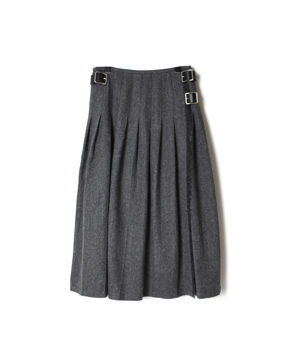 NOD1173 (スカート) TWEED LOW WAIST PLEATS WRAP SKIRT LENGTH 80cm