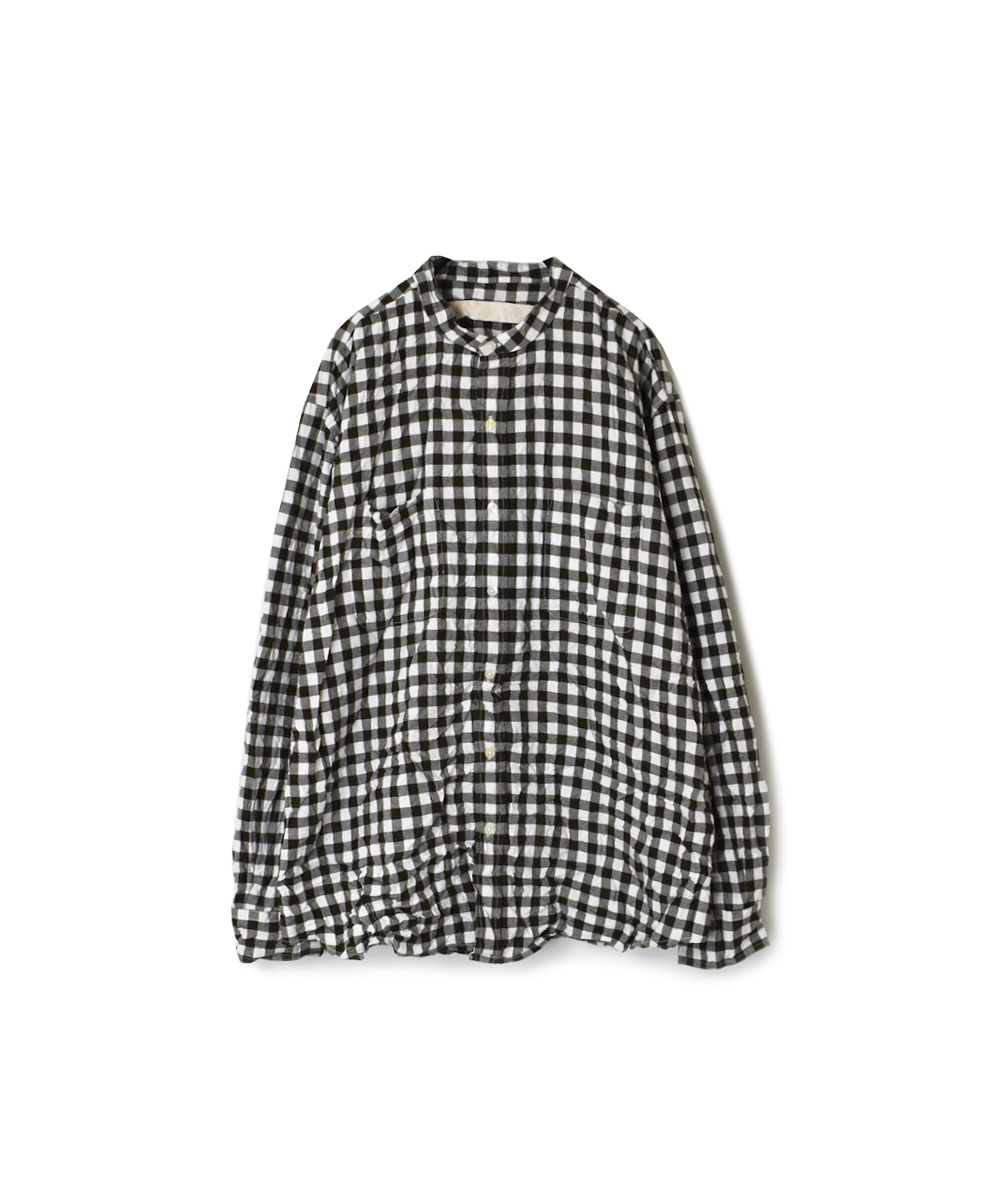 NVL1951GCW (シャツ) COTTON SHEPHERD CHECK BANDED COLLAR L/SL OVERSIZED SHIRT