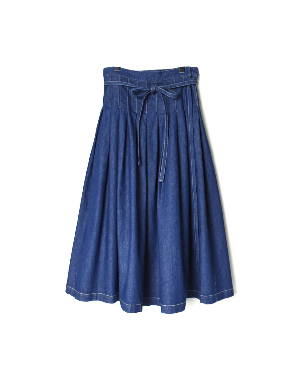 GNAM2253 (スカート) 9oz WASHED DENIM PLEATED WRAP SKIRT