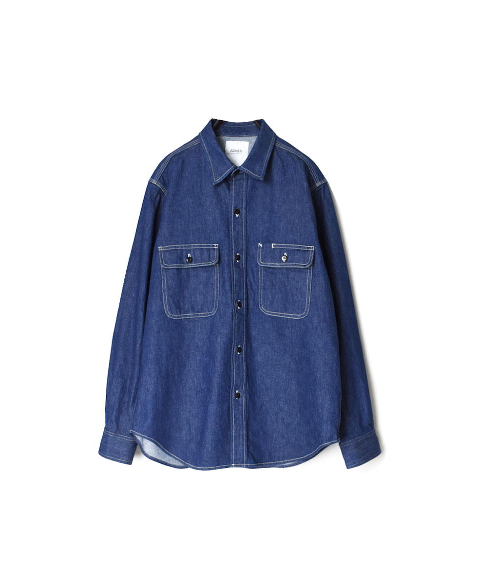 GNAM2251 (シャツ) 9oz WASHED DENIM REGULAR COLLAR SHIRT