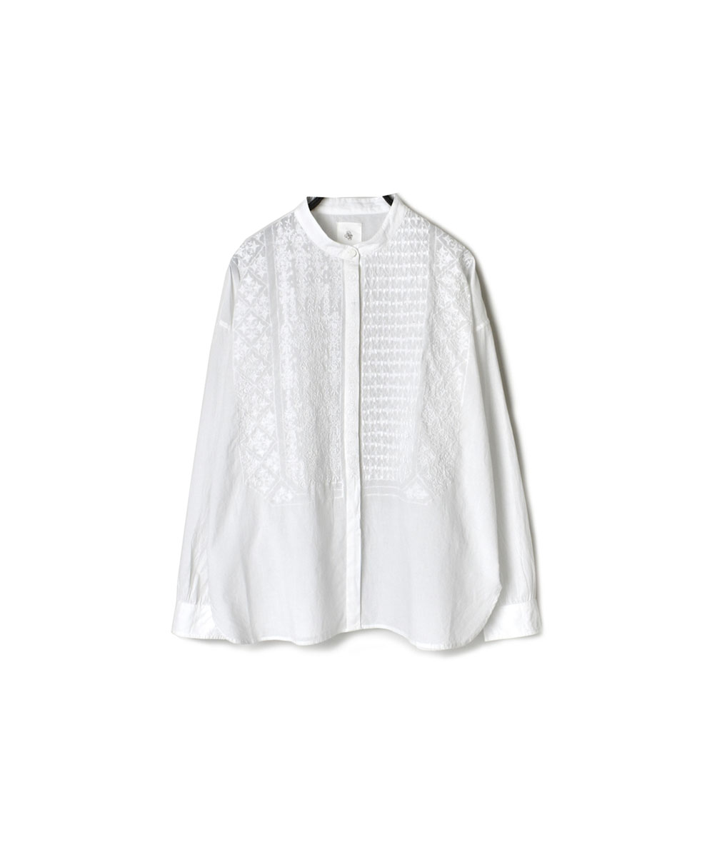 NMDS20061(ブラウス) 60’S ORGANIC CAMBRIC BANDED COLLAR EMB SHIRT