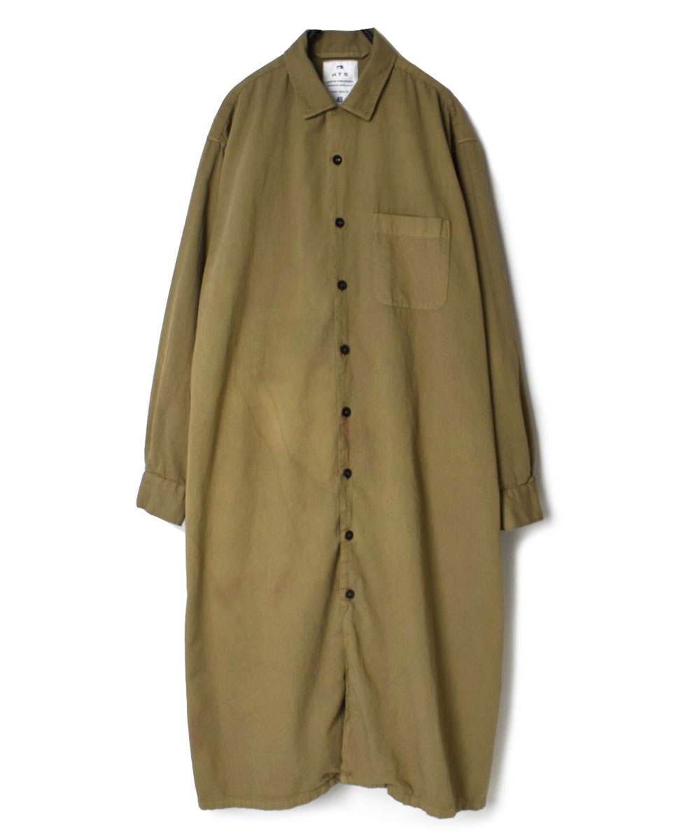 INHT2202CT (ロングシャツ) 30’S COTTON TWILL OVERDYE ONE-UP COLLAR LONG SHIRT