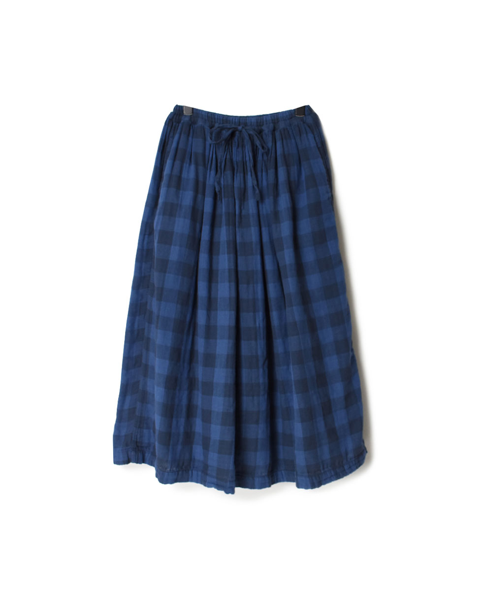 INAM1952DGD (スカート) DOUBLE GAUZE OVER DYED CHECK EASY GATHERED SKIRT