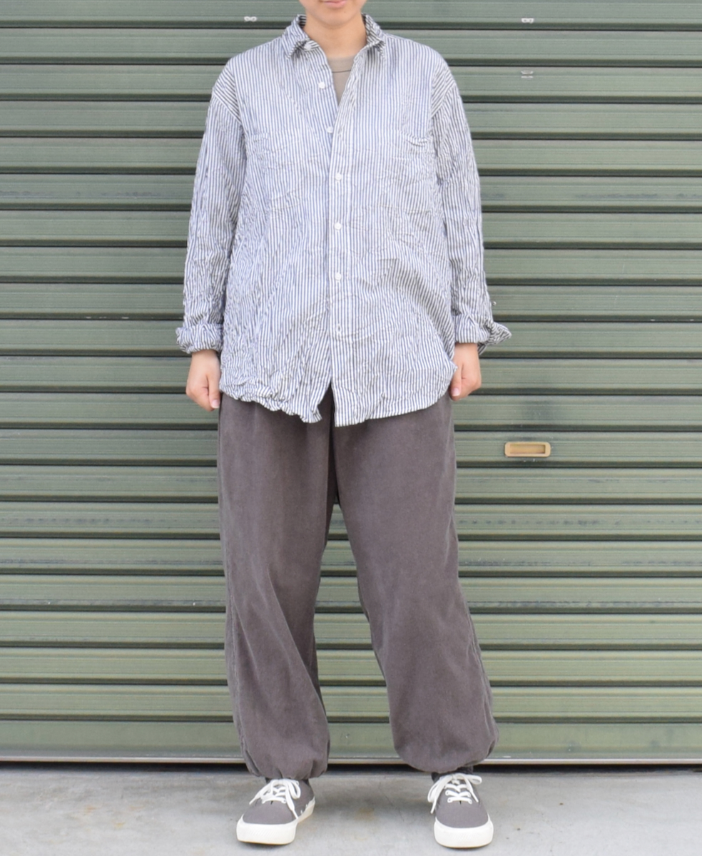 NVL1861BSW (シャツ) COTTON STRIPE REGULAR COLLAR L/SL OVERSIZED SHIRT