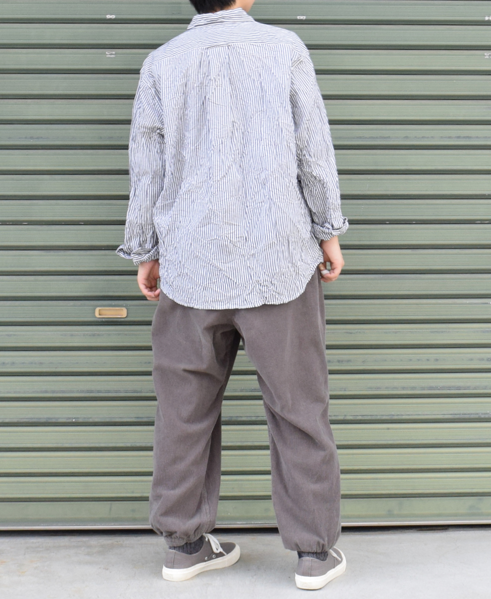 NVL1861BSW (シャツ) COTTON STRIPE REGULAR COLLAR L/SL OVERSIZED SHIRT