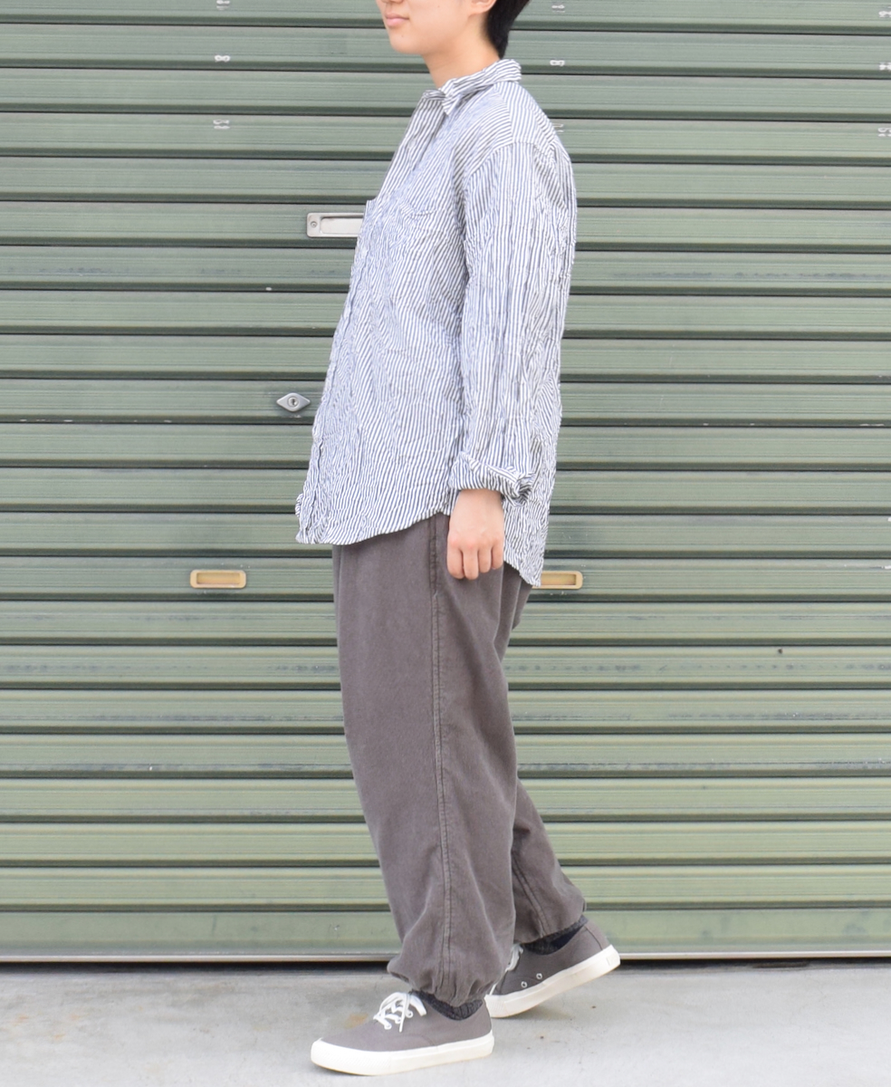 NVL1861BSW (シャツ) COTTON STRIPE REGULAR COLLAR L/SL OVERSIZED SHIRT