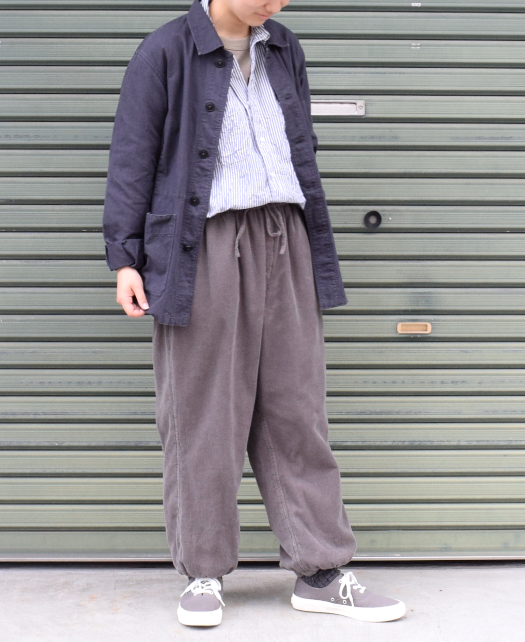 NVL1861BSW (シャツ) COTTON STRIPE REGULAR COLLAR L/SL OVERSIZED SHIRT
