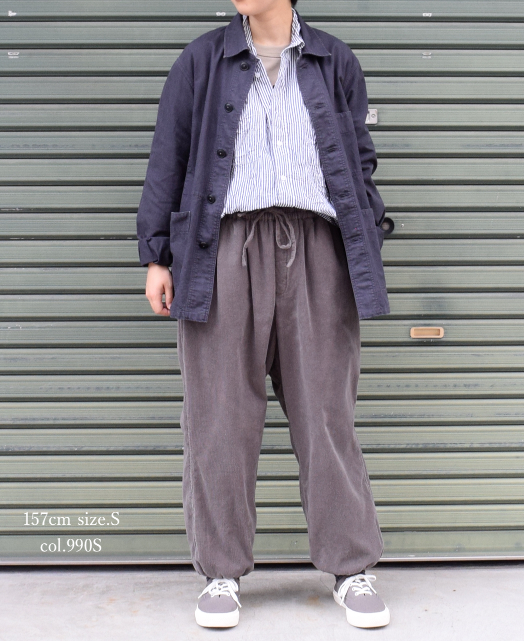 NVL1861BSW (シャツ) COTTON STRIPE REGULAR COLLAR L/SL OVERSIZED SHIRT