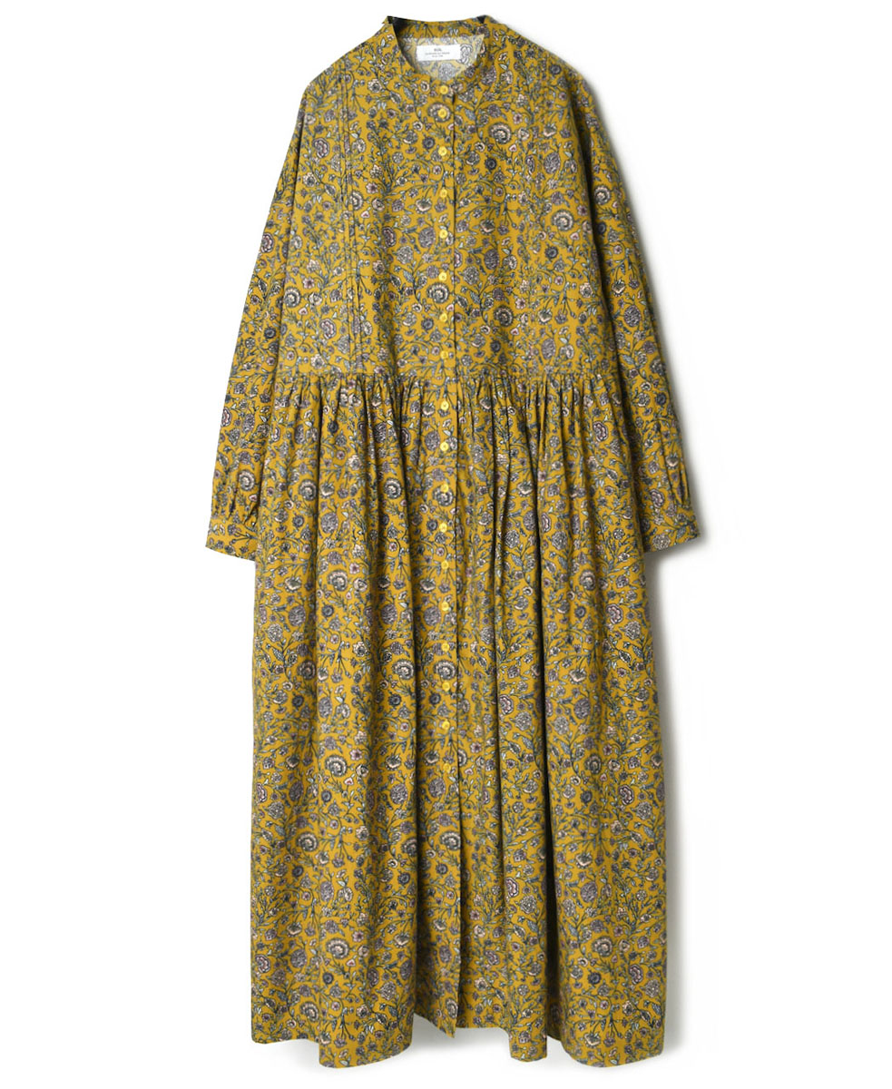 NSL22542 (ワンピース) 40’S POPLIN FLOWER PRINT BAND COLLAR DRESS