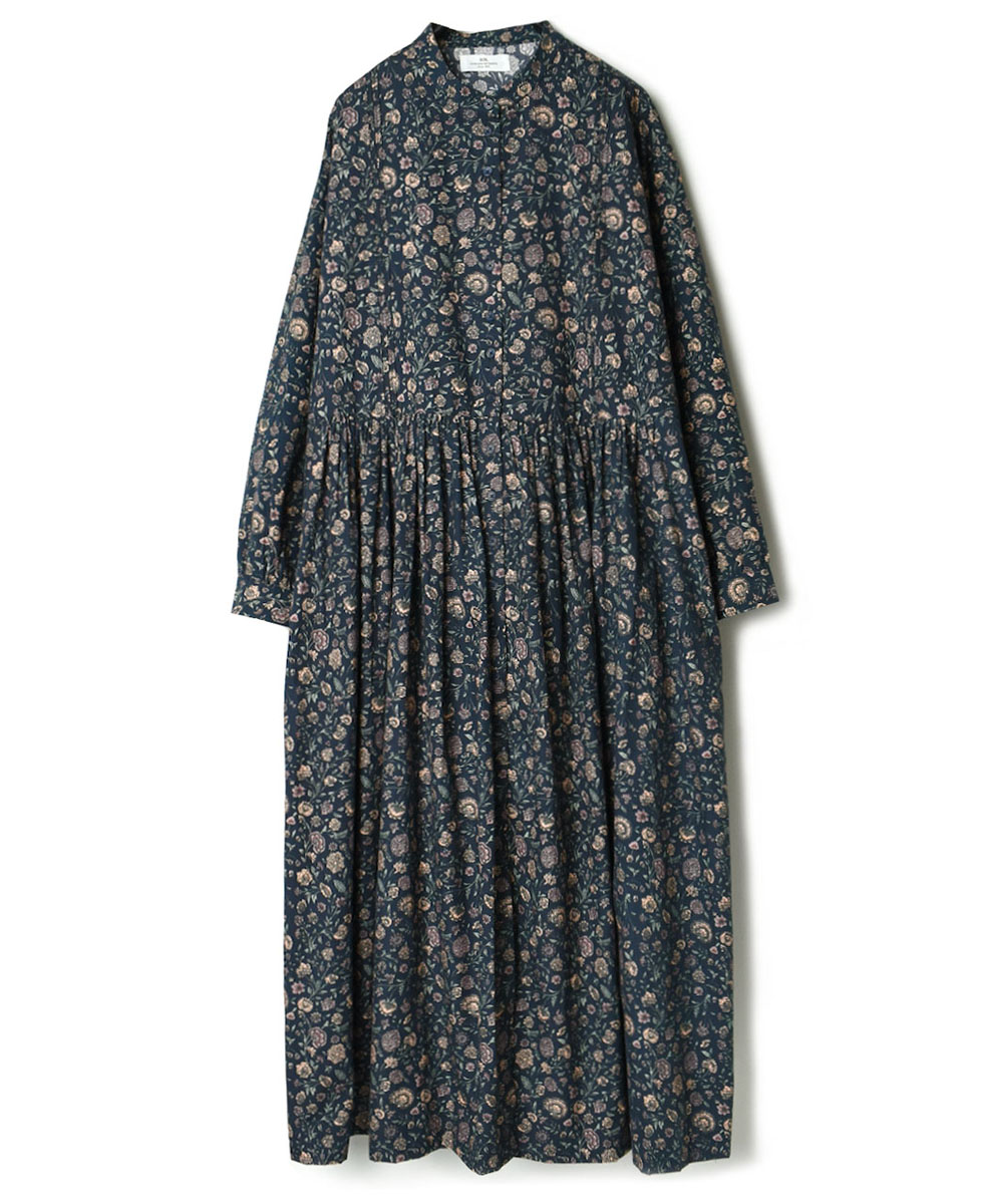 NSL22542 (ワンピース) 40’S POPLIN FLOWER PRINT BAND COLLAR DRESS