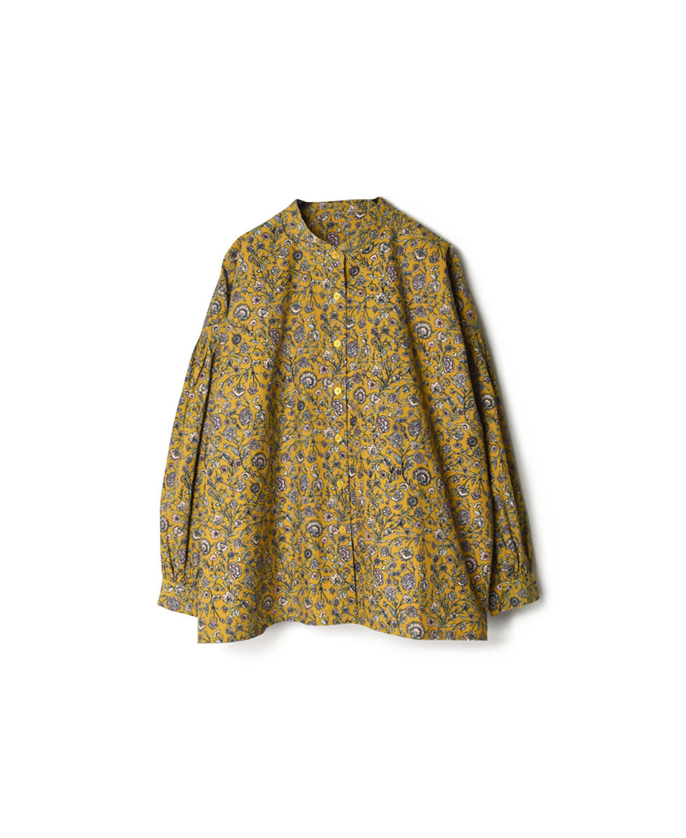 NSL22541 (シャツ) 40’S POPLIN FLOWER PRINT BAND COLLAR GATHERED SHIRT