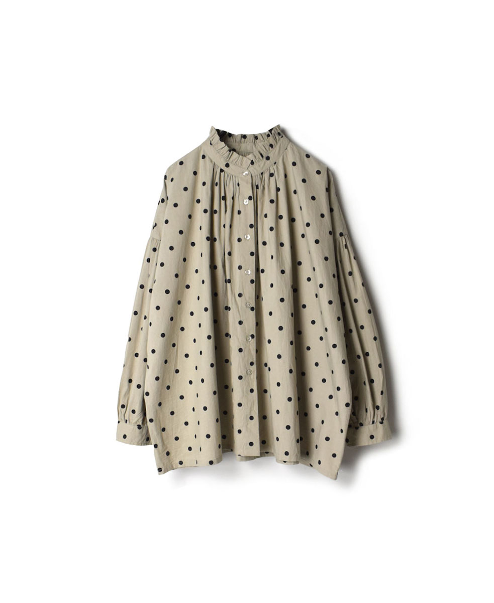 NSL22531 (シャツ) 40’S POPLIN DOT PRINT FRILL COLLAR SHIRT