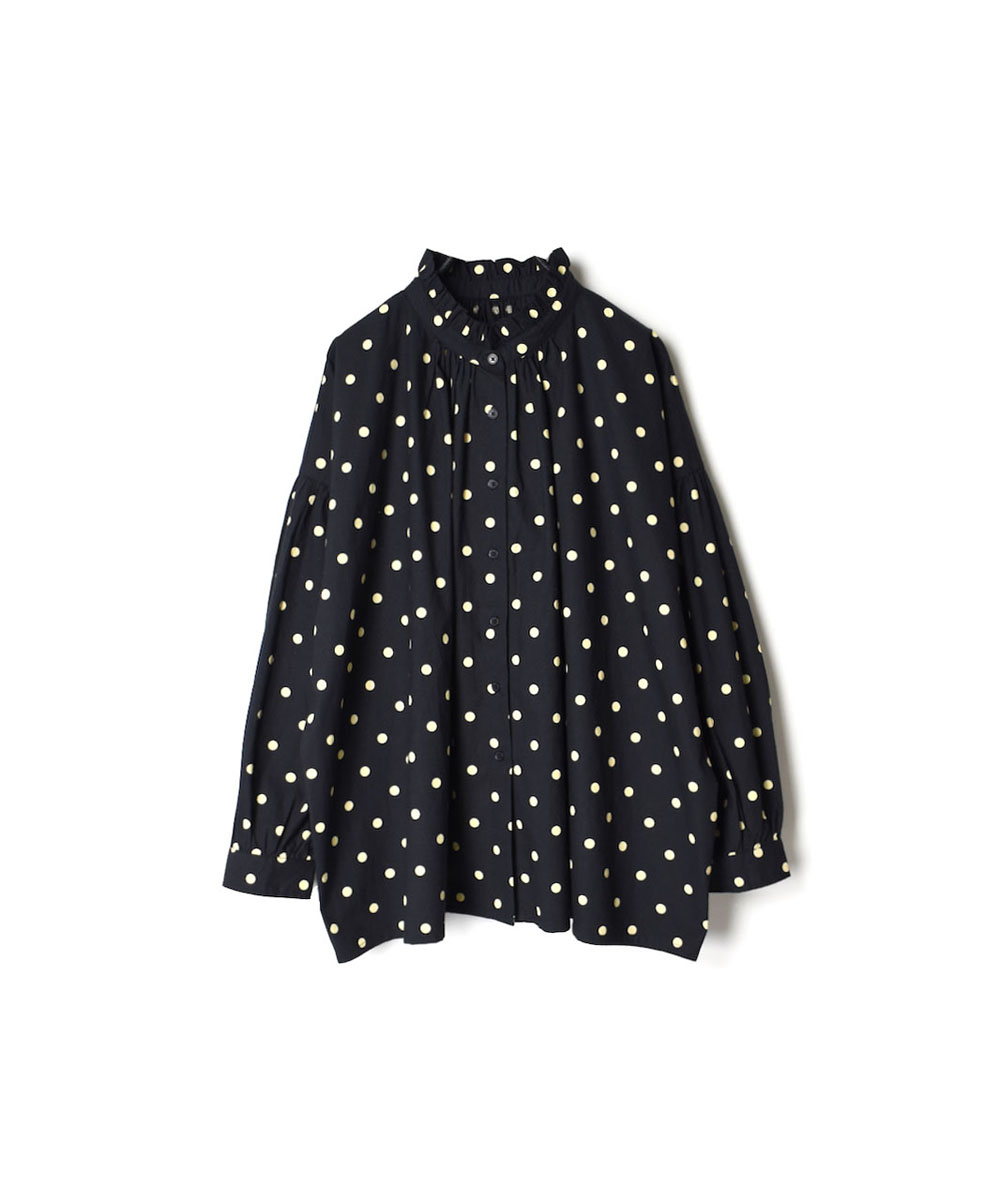 NSL22531 (シャツ) 40’S POPLIN DOT PRINT FRILL COLLAR SHIRT