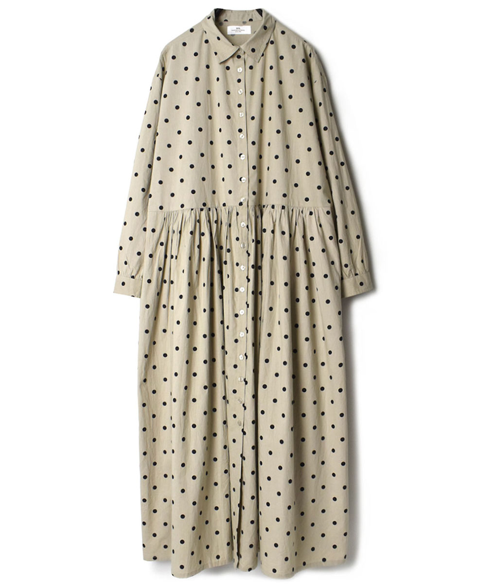 NSL22533 (ワンピース) 40’S POPLIN DOT PRINT REGULAR COLLAR DRESS