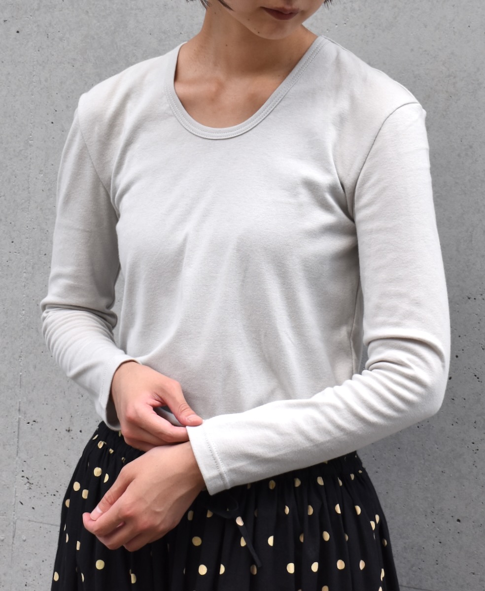GNSL22772 (Tシャツ) 40/1 RIB U-NECK L/SL T-SHIRT