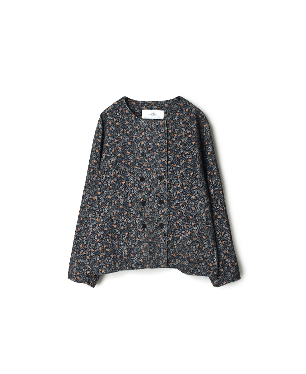 NSL22551 (ジャケット) CORDUROY SMALL FLOWER PRINT NO COLLAR DOUBLE JACKET